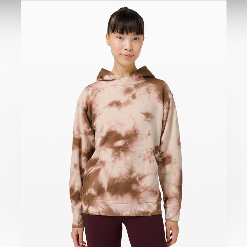 Lululemon All Yours Hoodie Tie Dye Brown Cream Pullover Sweatshirt Size 4